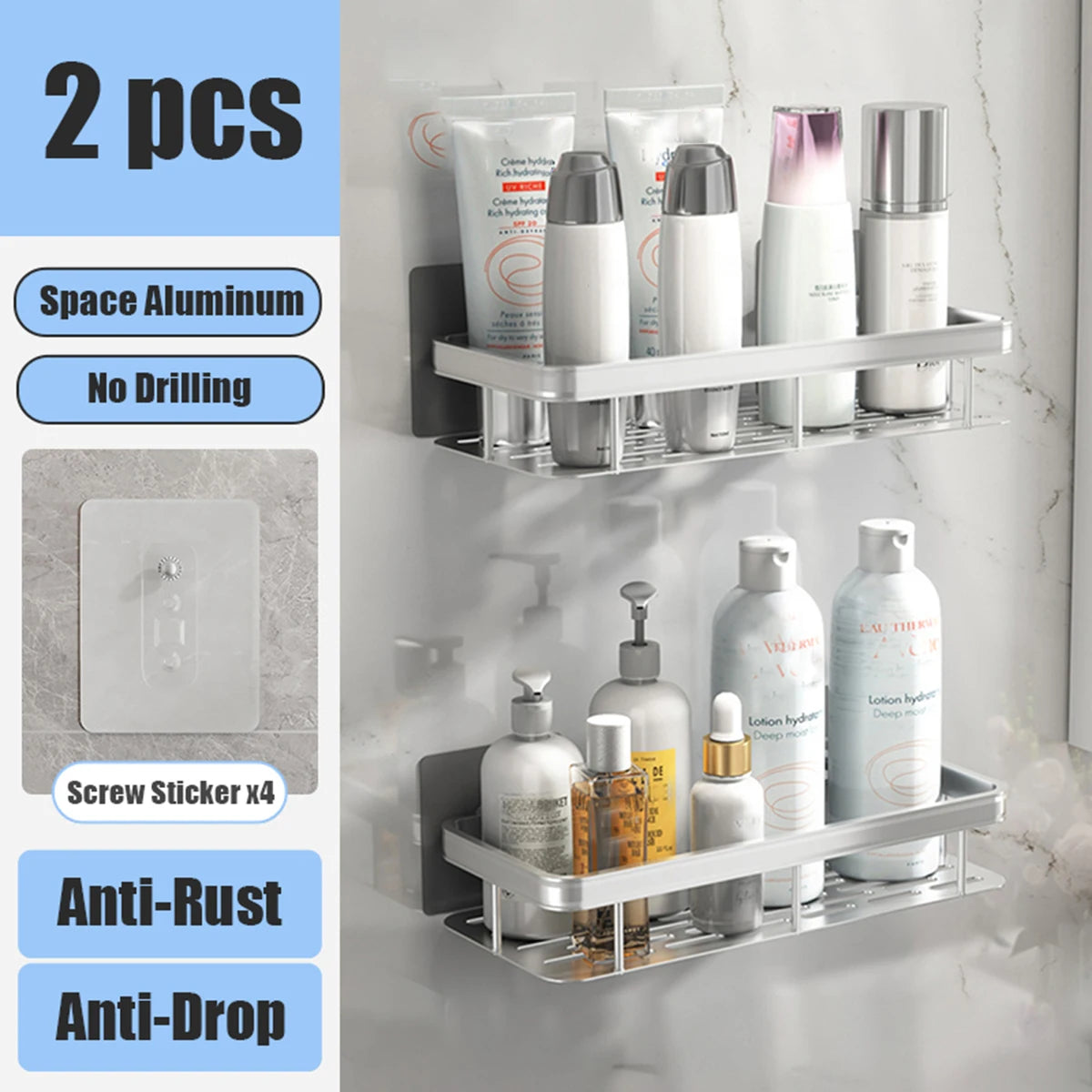 Bathroom Storage Rack No Drill Shelves Wall Mounted Corner Shelf Shower Holder For WC Shampoo Organizer Bathroom Accessories