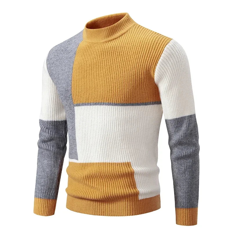 Sweatwear New Men's Autumn and Winter Casual Warm Neck Sweater Knit Pullover Tops Man Clothes