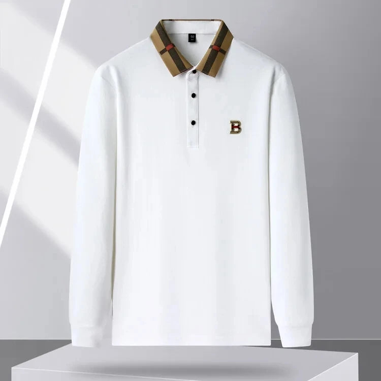 Luxury brand logo long sleeved polo shirt men's autumn new high-end silk cotton lapel Paul T-shirt fashion casual men's clothing