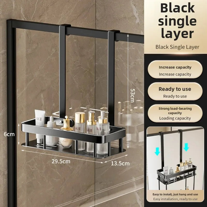 Bathroom Shower Hanging Rack Basket Organizer for Towels and Toiletries Space-Saving Storage Shelf for Restroom Hanging Basket