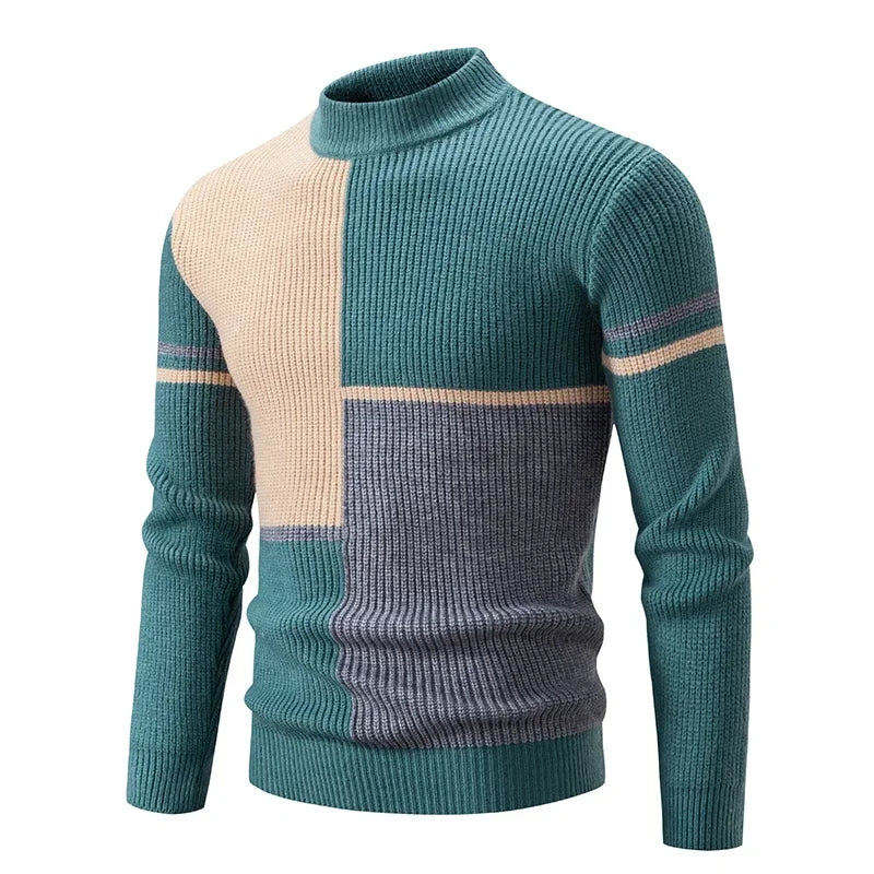Sweatwear New Men's Autumn and Winter Casual Warm Neck Sweater Knit Pullover Tops Man Clothes