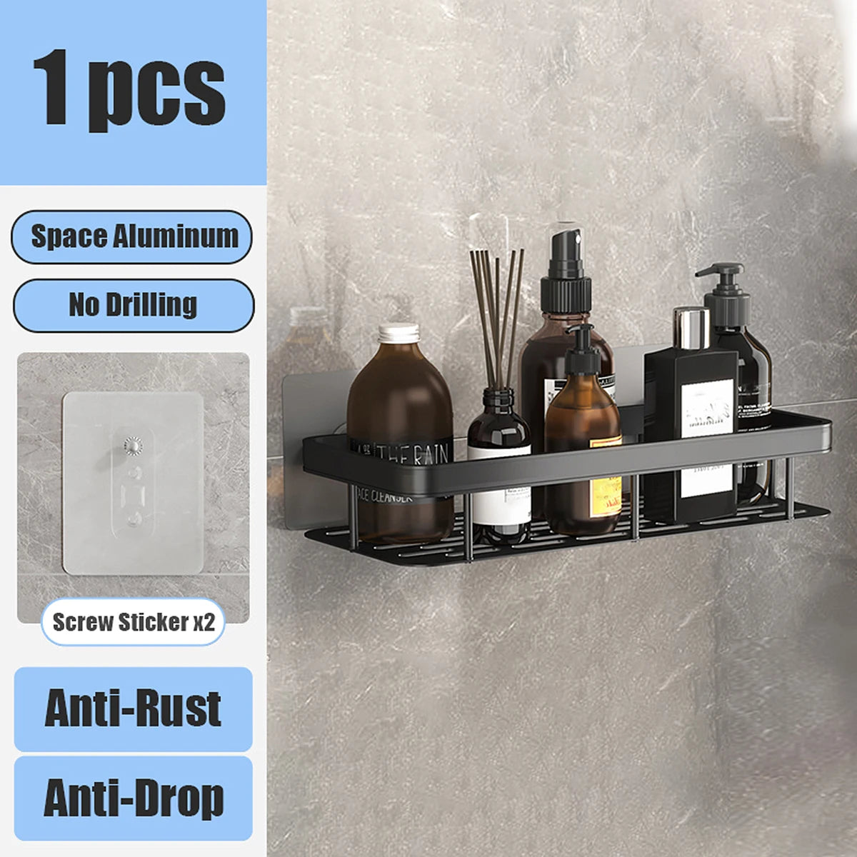 Bathroom Storage Rack No Drill Shelves Wall Mounted Corner Shelf Shower Holder For WC Shampoo Organizer Bathroom Accessories