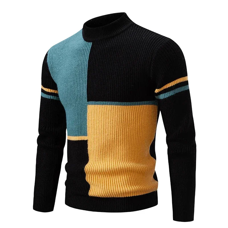 Sweatwear New Men's Autumn and Winter Casual Warm Neck Sweater Knit Pullover Tops Man Clothes