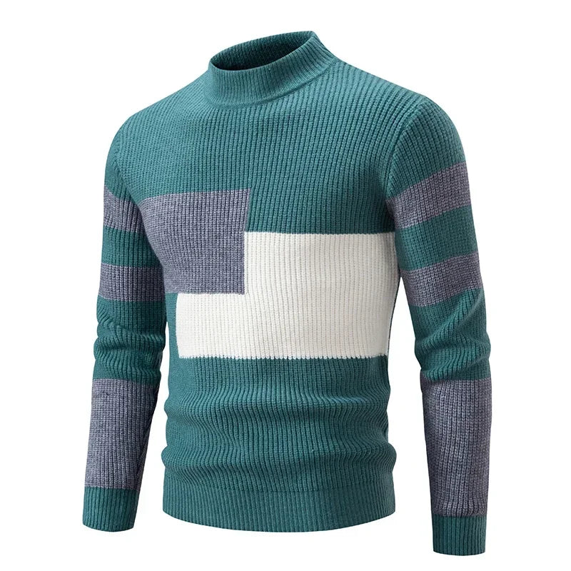 Sweatwear New Men's Autumn and Winter Casual Warm Neck Sweater Knit Pullover Tops Man Clothes