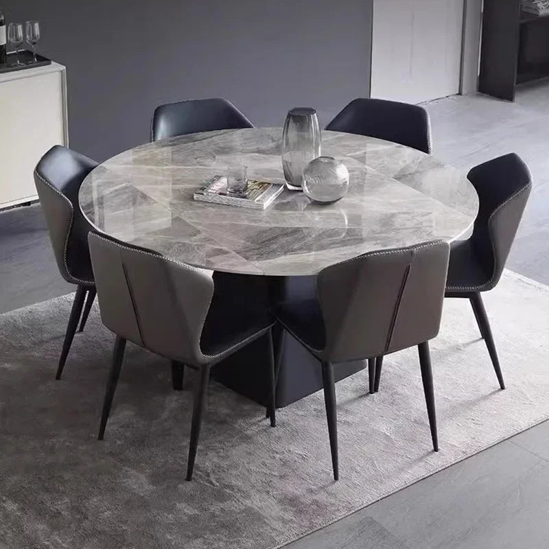 Extension Mechanism Dining Table Modern Turntable Rectangle Luxury Dining Tables 6 People Mesas Plegables Kitchen Furniture