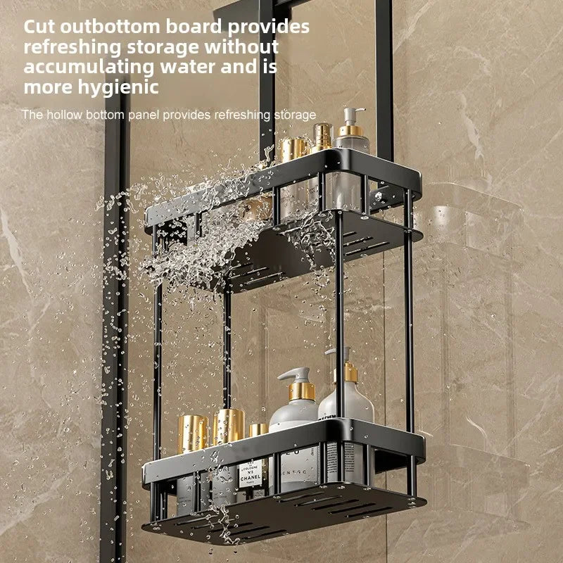 Bathroom Shower Hanging Rack Basket Organizer for Towels and Toiletries Space-Saving Storage Shelf for Restroom Hanging Basket