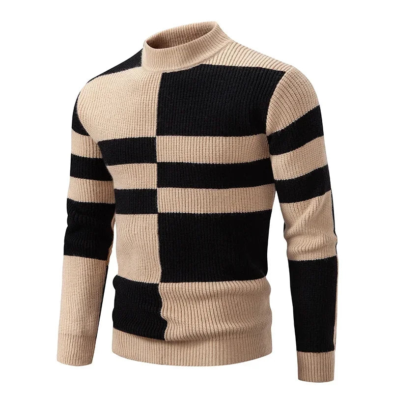 Sweatwear New Men's Autumn and Winter Casual Warm Neck Sweater Knit Pullover Tops Man Clothes