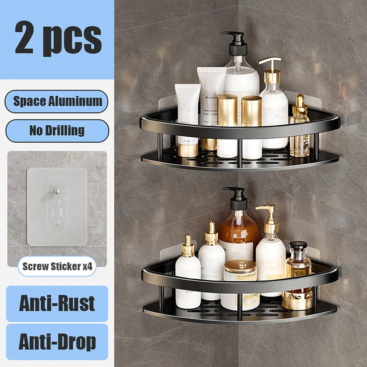 Bathroom Storage Rack No Drill Shelves Wall Mounted Corner Shelf Shower Holder For WC Shampoo Organizer Bathroom Accessories