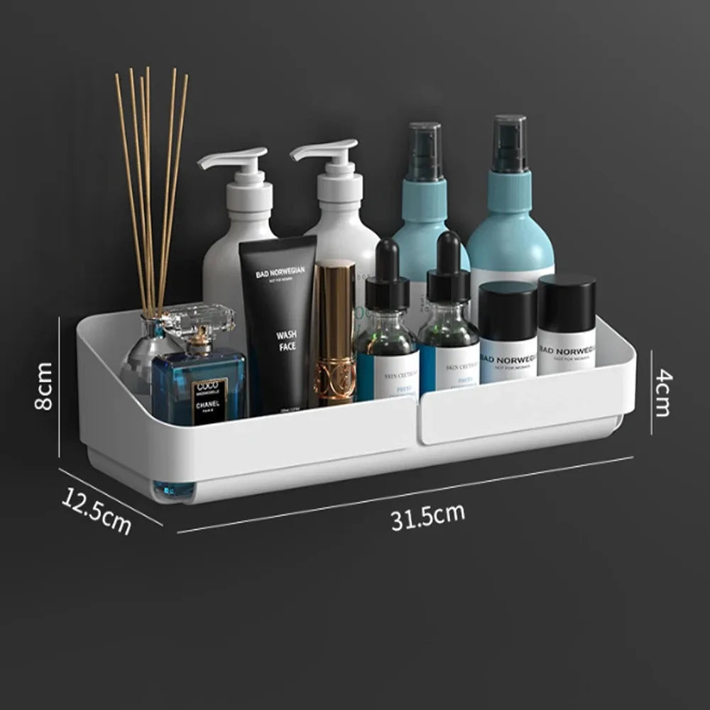 Bathroom Kitchen Convenience Rack Shelf Makeup Storage Organizer Shower Shelf Cosmetics Shampoo Rack Wall Spice No Drilling