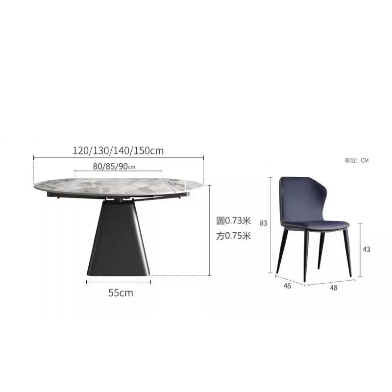 Extension Mechanism Dining Table Modern Turntable Rectangle Luxury Dining Tables 6 People Mesas Plegables Kitchen Furniture