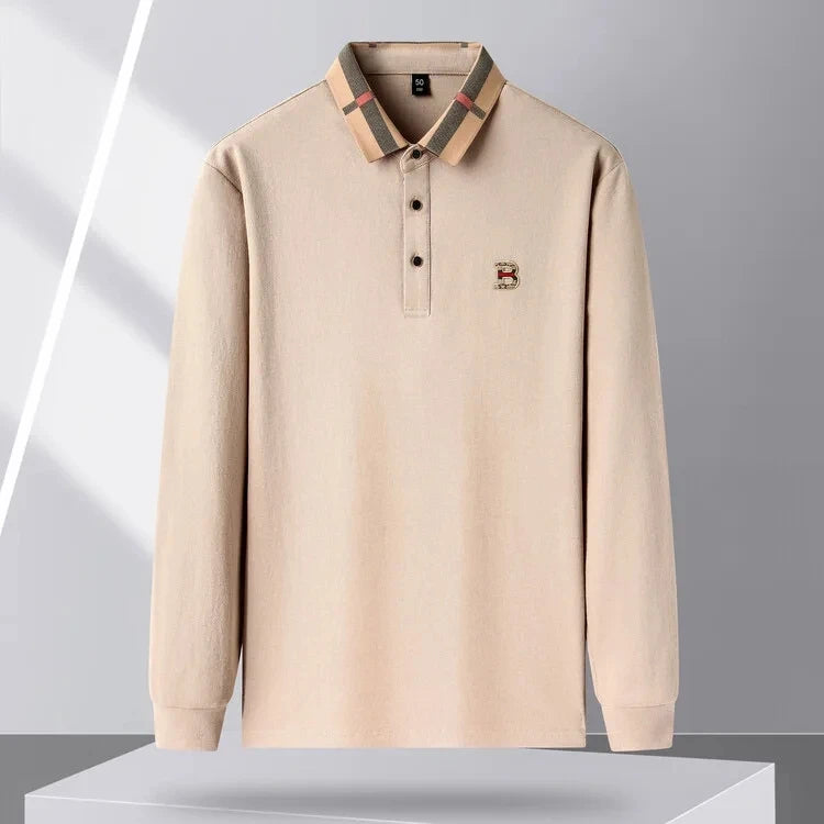 Luxury brand logo long sleeved polo shirt men's autumn new high-end silk cotton lapel Paul T-shirt fashion casual men's clothing