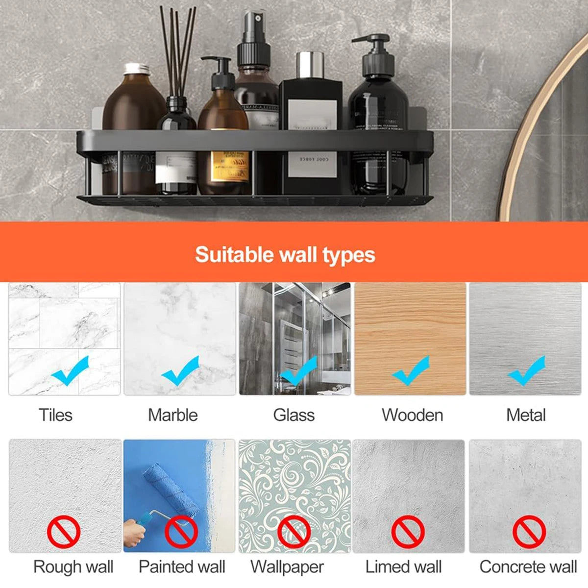 Bathroom Storage Rack No Drill Shelves Wall Mounted Corner Shelf Shower Holder For WC Shampoo Organizer Bathroom Accessories
