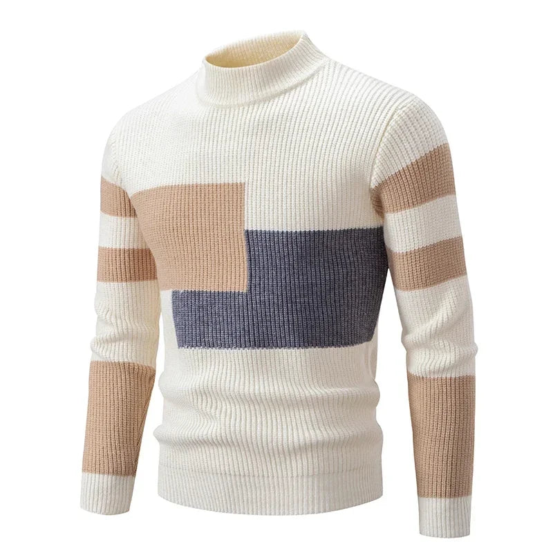 Sweatwear New Men's Autumn and Winter Casual Warm Neck Sweater Knit Pullover Tops Man Clothes