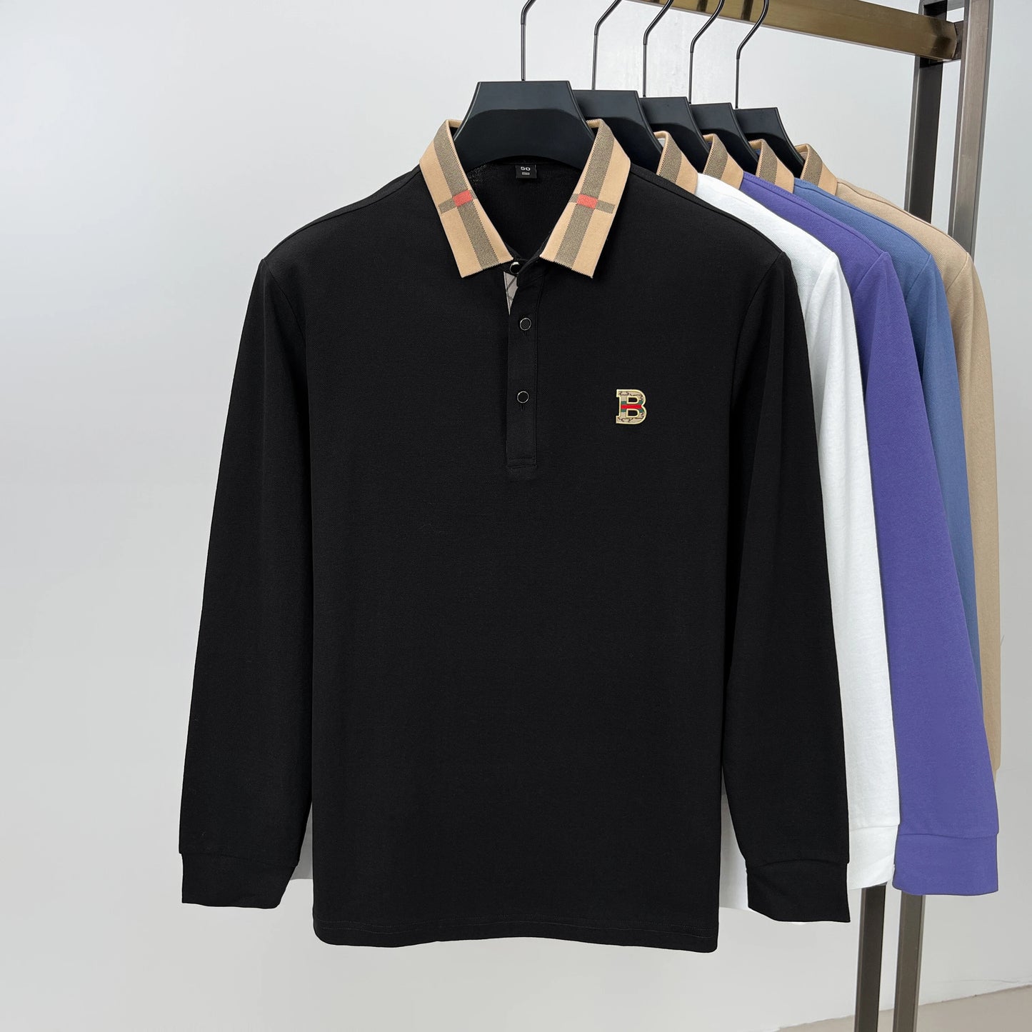 Luxury brand logo long sleeved polo shirt men's autumn new high-end silk cotton lapel Paul T-shirt fashion casual men's clothing
