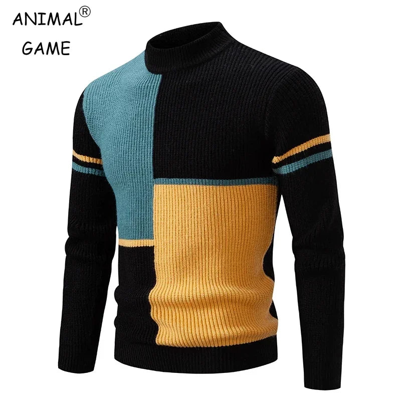 Sweatwear New Men's Autumn and Winter Casual Warm Neck Sweater Knit Pullover Tops Man Clothes