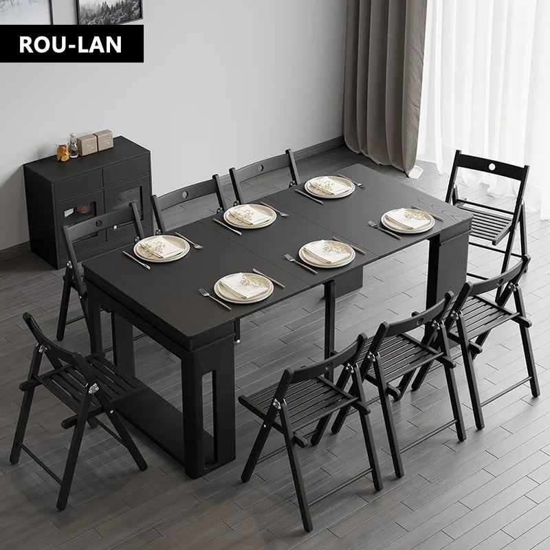 Modern Extendable Dining Table Rectangle Sideboard With Storage