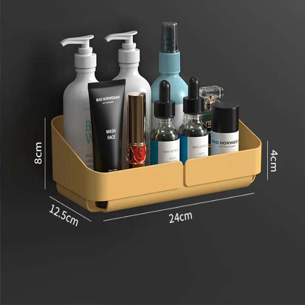 Bathroom Kitchen Convenience Rack Shelf Makeup Storage Organizer Shower Shelf Cosmetics Shampoo Rack Wall Spice No Drilling