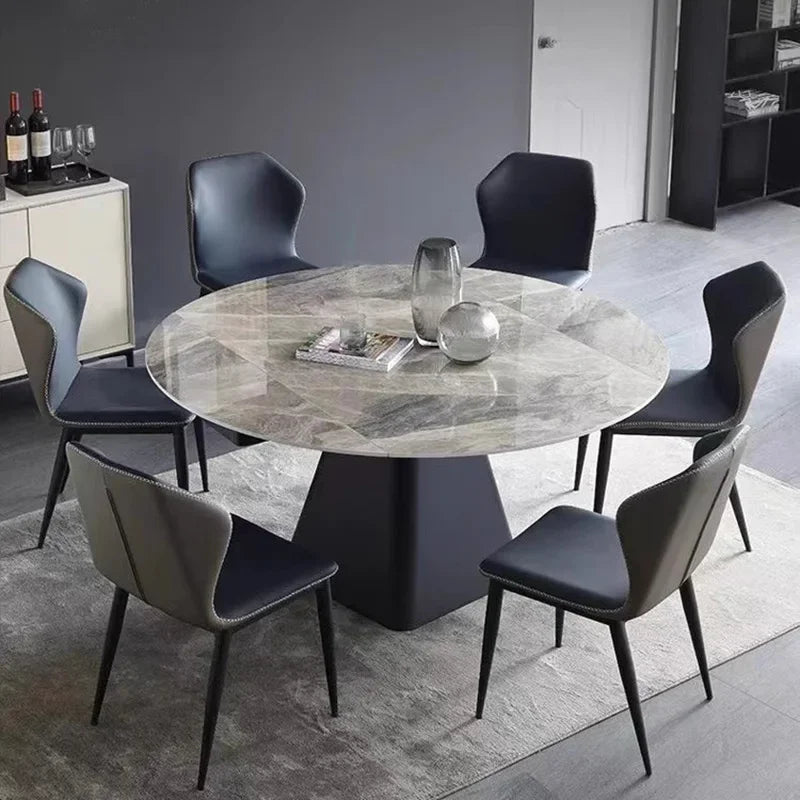 Extension Mechanism Dining Table Modern Turntable Rectangle Luxury Dining Tables 6 People Mesas Plegables Kitchen Furniture