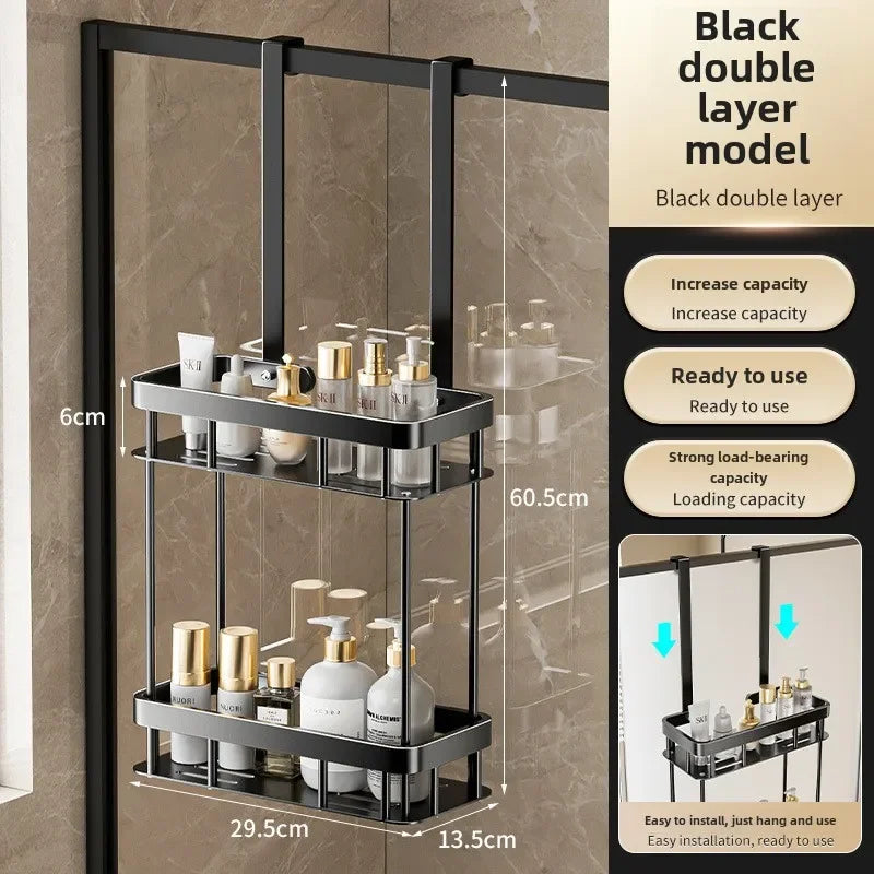 Bathroom Shower Hanging Rack Basket Organizer for Towels and Toiletries Space-Saving Storage Shelf for Restroom Hanging Basket