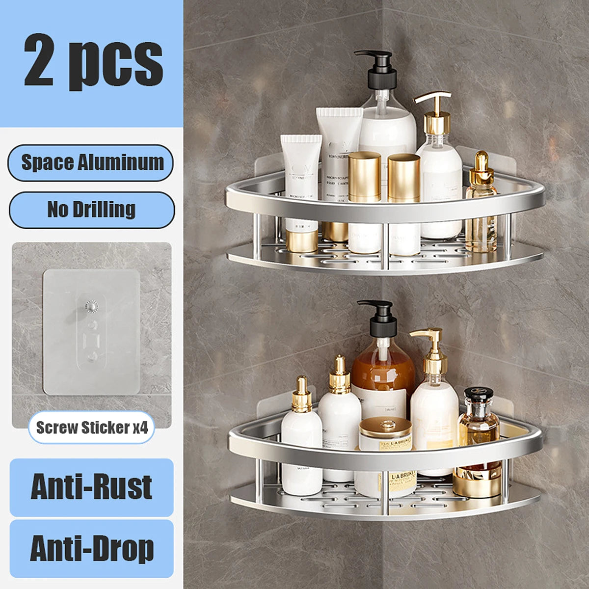 Bathroom Storage Rack No Drill Shelves Wall Mounted Corner Shelf Shower Holder For WC Shampoo Organizer Bathroom Accessories