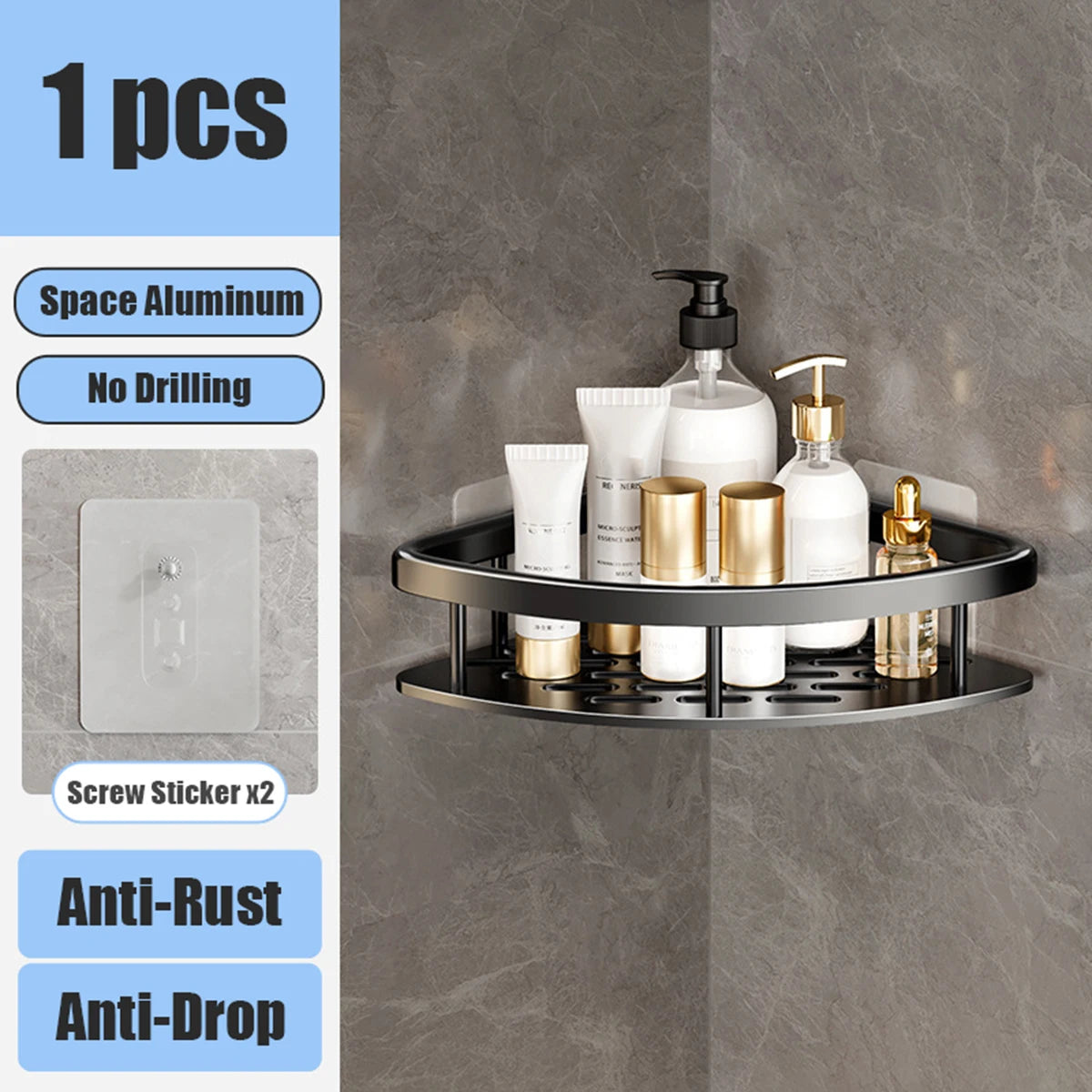Bathroom Storage Rack No Drill Shelves Wall Mounted Corner Shelf Shower Holder For WC Shampoo Organizer Bathroom Accessories