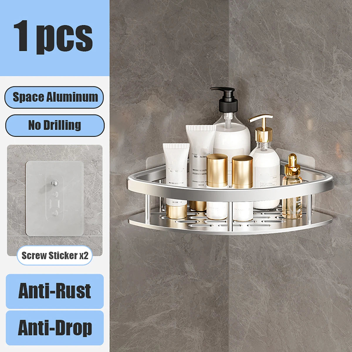 Bathroom Storage Rack No Drill Shelves Wall Mounted Corner Shelf Shower Holder For WC Shampoo Organizer Bathroom Accessories