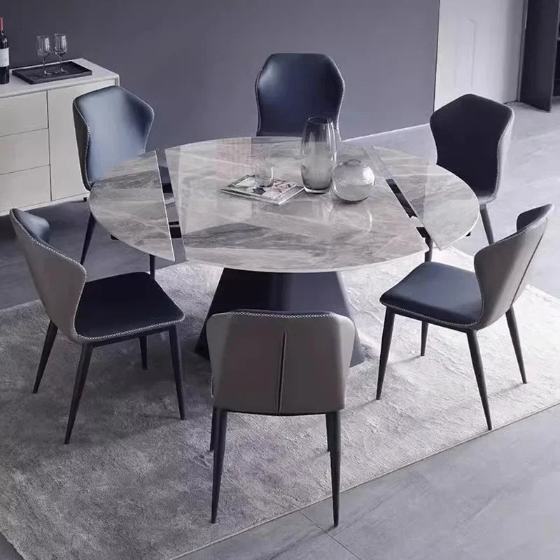 Extension Mechanism Dining Table Modern Turntable Rectangle Luxury Dining Tables 6 People Mesas Plegables Kitchen Furniture