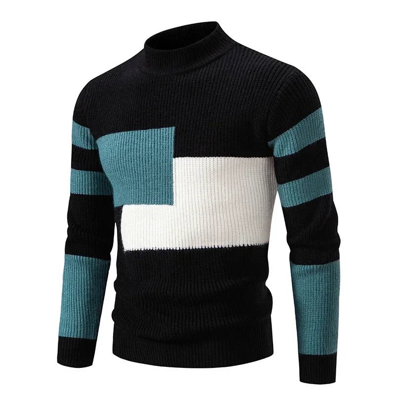 Sweatwear New Men's Autumn and Winter Casual Warm Neck Sweater Knit Pullover Tops Man Clothes