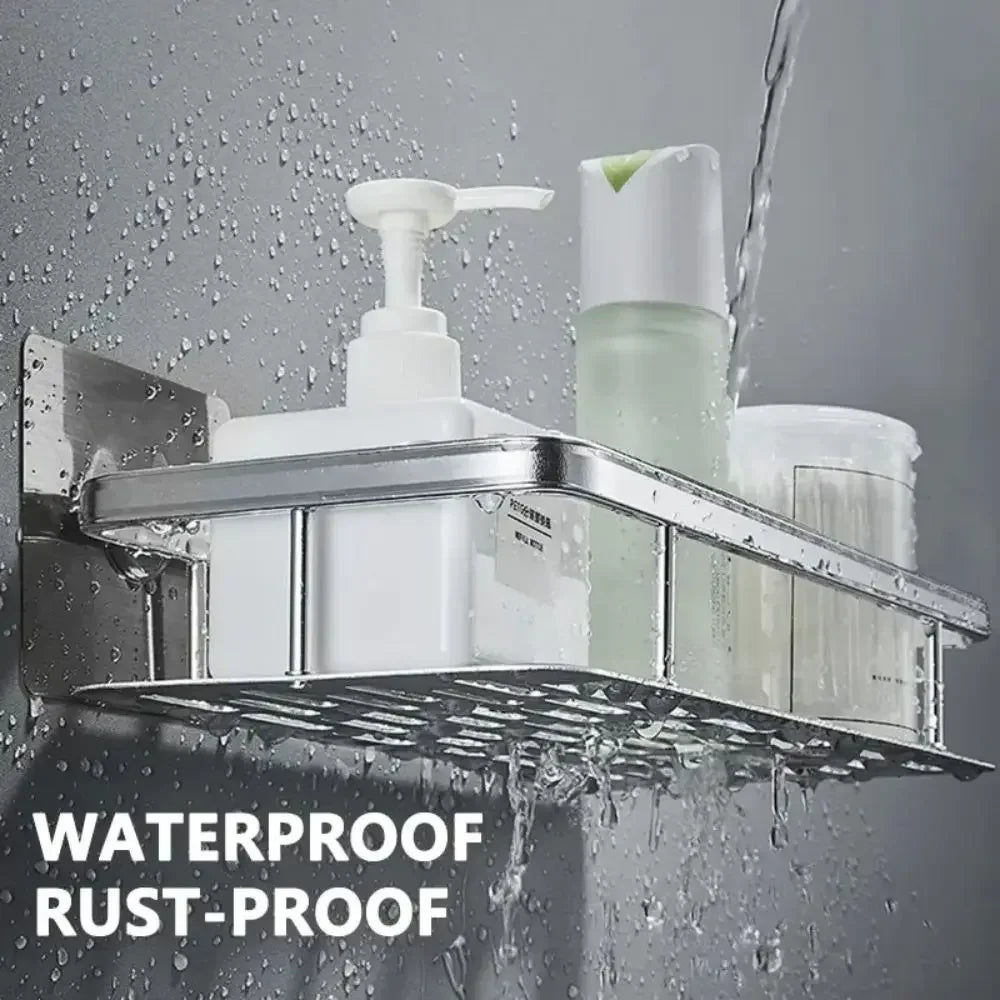 Bathroom Storage Rack No Drill Shelves Wall Mount Corner Shelf Shower Holder For WC Shampoo Organizer Bathroom Accessories