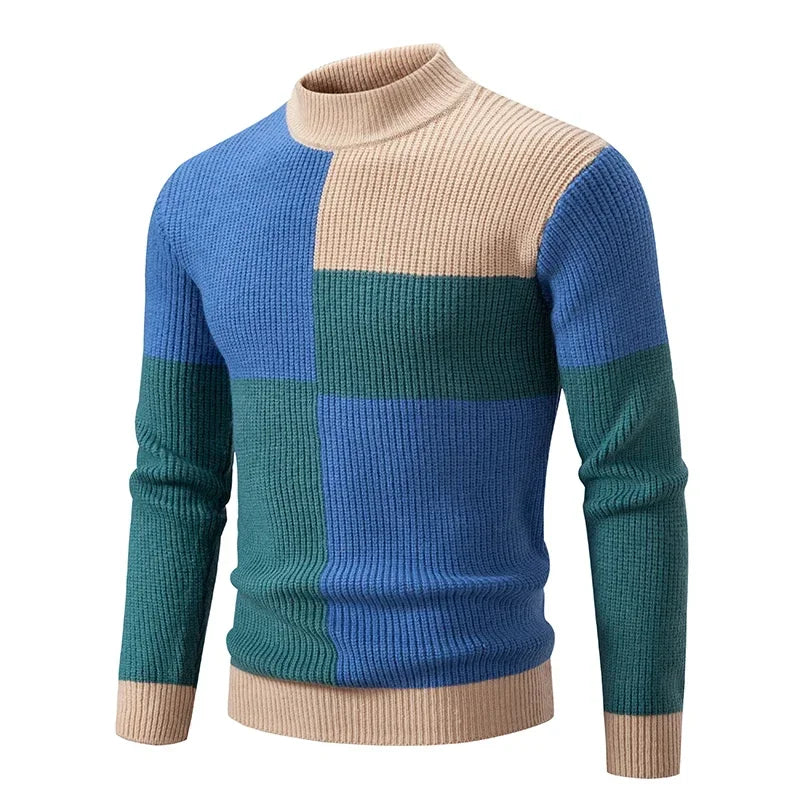 Sweatwear New Men's Autumn and Winter Casual Warm Neck Sweater Knit Pullover Tops Man Clothes