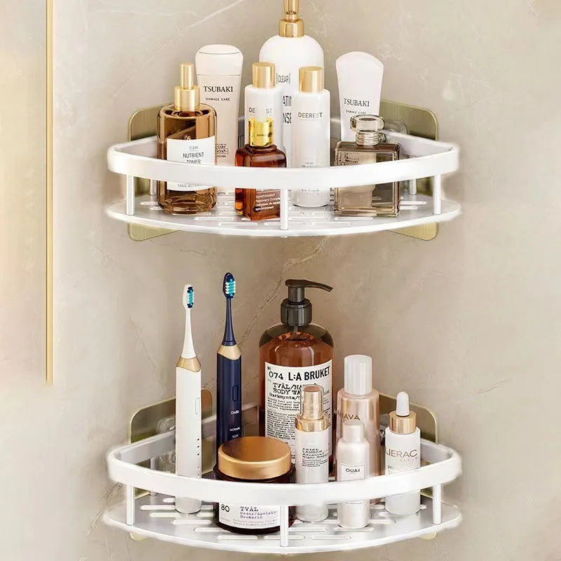Bathroom Storage Rack No Drill Shelves Wall Mounted Corner Shelf Shower Holder For WC Shampoo Organizer Bathroom Accessories