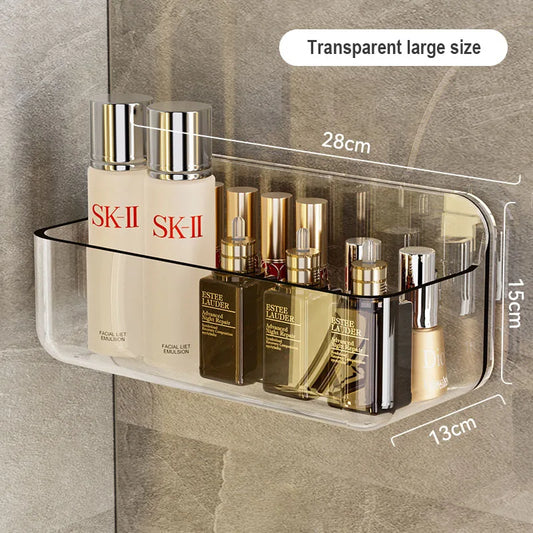 Bathroom Kitchen Storage Rack Non-drilling Removable Transparent PET Material Wall Mounted Type Shower Shampoo Racks