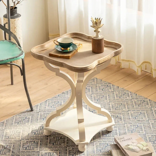 Farmhouse end Table, Cocktail Table Set, Modern Circle Hand-Crafted Natural Wood Finsh Small Side and End Table Sets，Natural