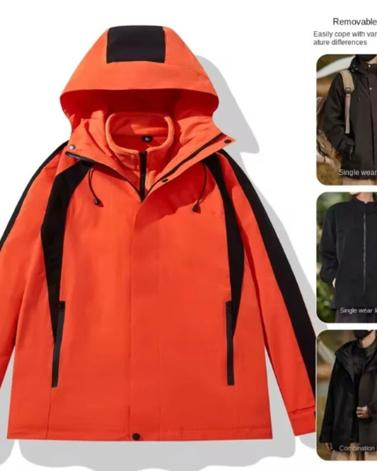Men Fashion  two-piece   Loose Breathable Spring Autumn Winter  Outdoor Sports Couple Detachable  warm  resistant