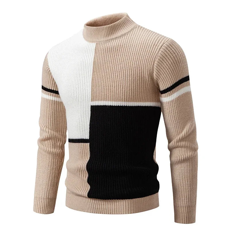 Sweatwear New Men's Autumn and Winter Casual Warm Neck Sweater Knit Pullover Tops  Man Clothes