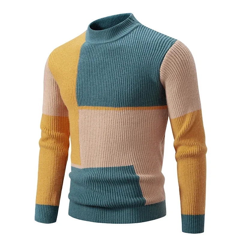Sweatwear New Men's Autumn and Winter Casual Warm Neck Sweater Knit Pullover Tops  Man Clothes