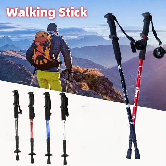Trekking Poles Shock Absorption Foldable Ultralight Hiking Pole Suitable For Outdoor Camping Mountaineering Backpacking And Trip