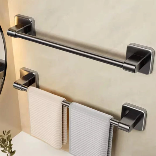 Bathroom Towel Rack without Drilling Screw Self Adhesive Wall Mounted Space Aluminum Towel Hanger Bar Holder Kitchen Accessories