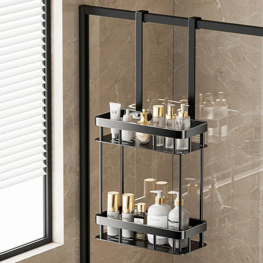 Bathroom Shower Hanging Rack Basket Organizer for Towels and Toiletries Space-Saving Storage Shelf for Restroom Hanging Basket
