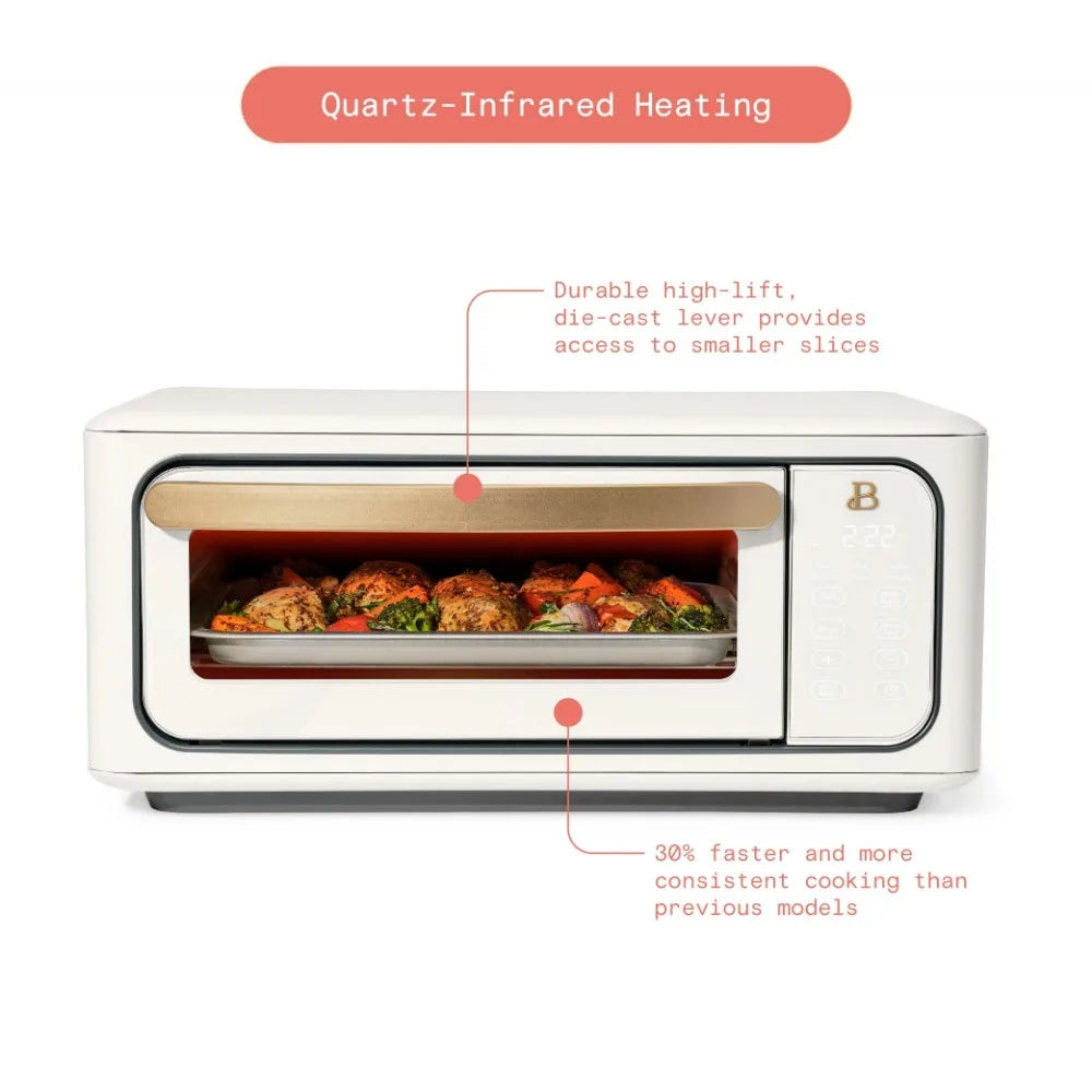 2025 New Beautiful Infrared Air Fry Toaster Oven, 9-Slice, 1800 W, White Icing
