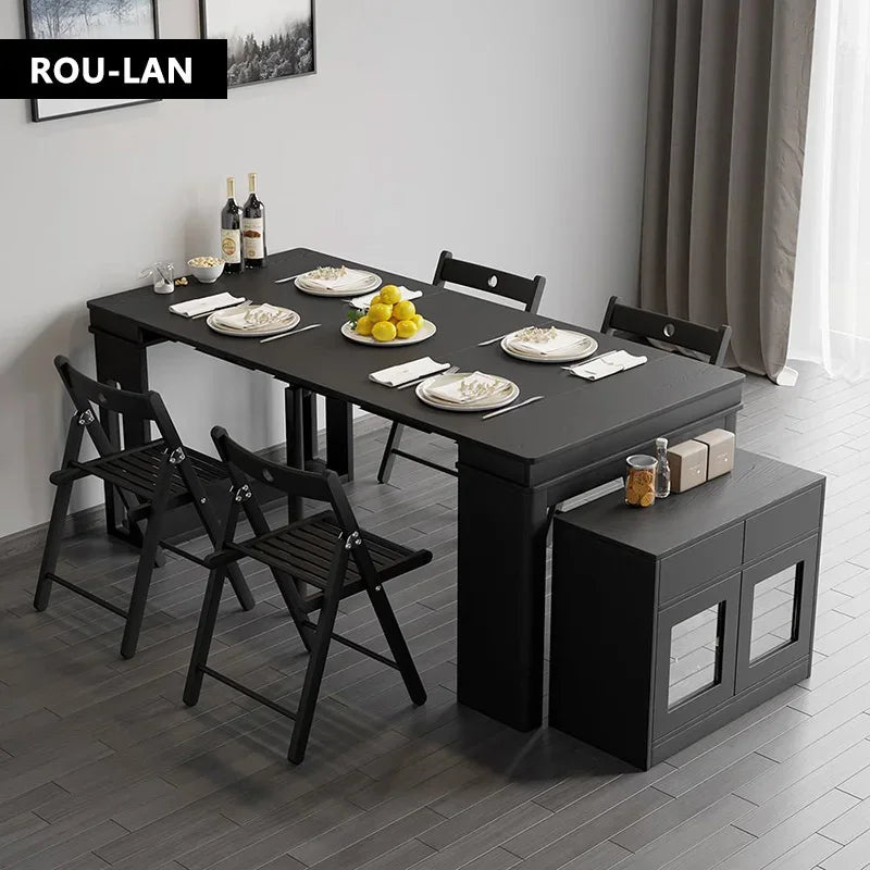 Modern Extendable Dining Table Rectangle Sideboard With Storage