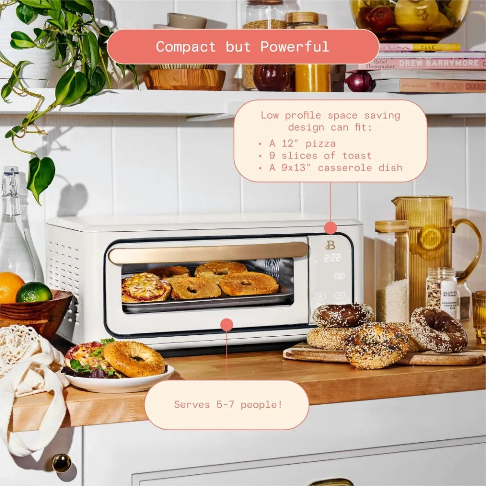 2025 New Beautiful Infrared Air Fry Toaster Oven, 9-Slice, 1800 W, White Icing